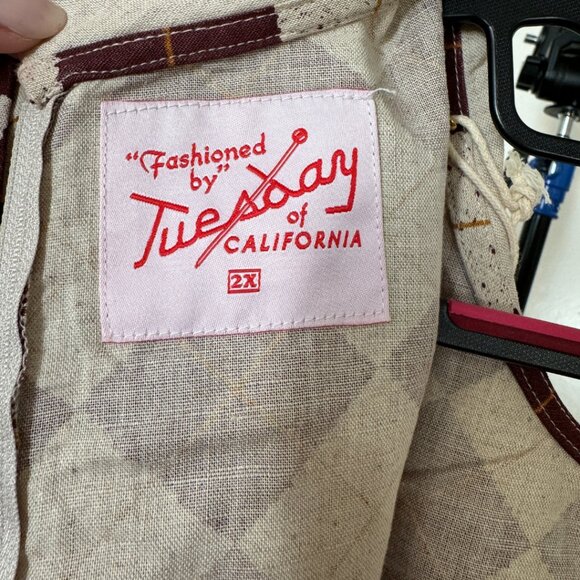 Tuesday of California Dagger Dress in Saltine Argyle 2X BNWT - Picture 3 of 7